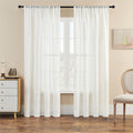 Cross-Border Sheer White Curtains with Leaf Pattern