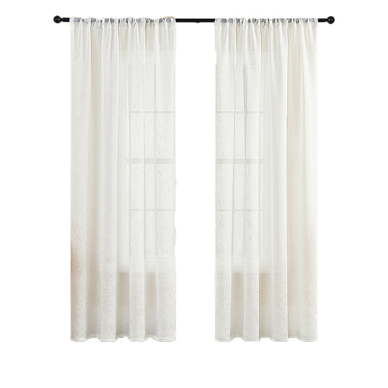 Cross-Border Sheer White Curtains with Leaf Pattern