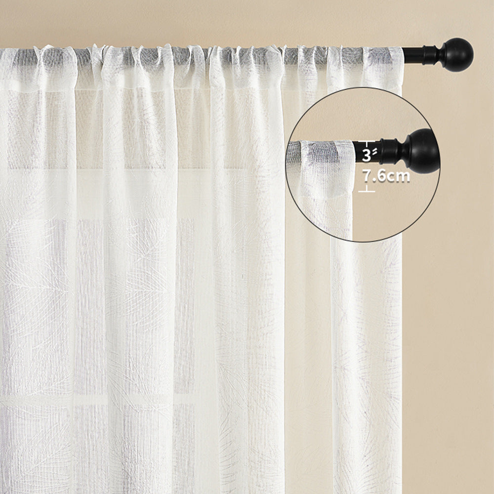 Cross-Border Sheer White Curtains with Leaf Pattern
