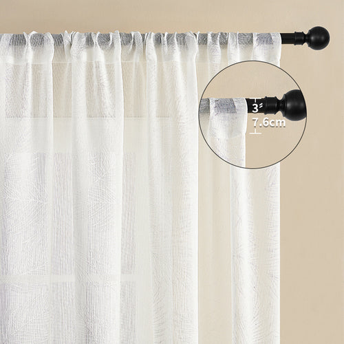 Cross-Border Sheer White Curtains with Leaf Pattern